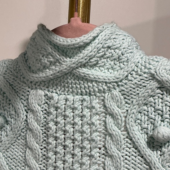 Free People Mint Cable Knit Tie-Front Crop Top - Picture 5 of 6